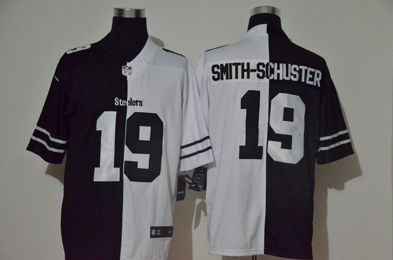 Men Pittsburgh Steelers #19 Smith-schuster Black white Half version 2020 Nike NFL Jerseys->women nfl jersey->Women Jersey